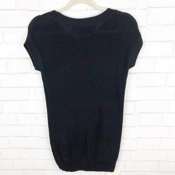 A.N.A. Black Short Sleeve Scoop Neck Chunky Knit Sweater Top Pullover Size XS - Picture 4 of 6